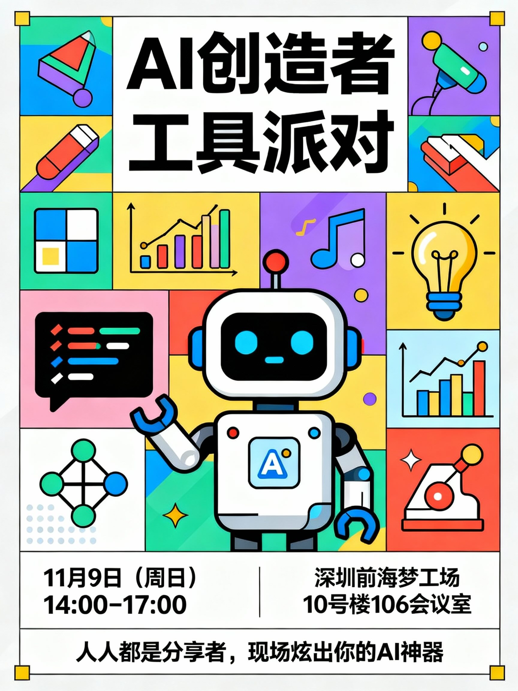 AI 创造者工具派对活动海报
